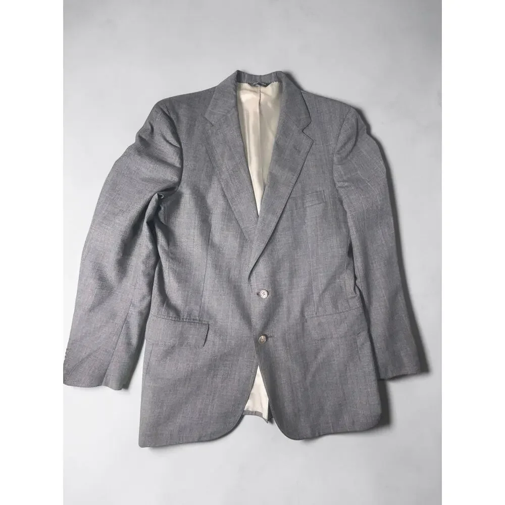 Polo University Ralph Lauren Mens 42R Gray Windowpane Sport Coat Blazer